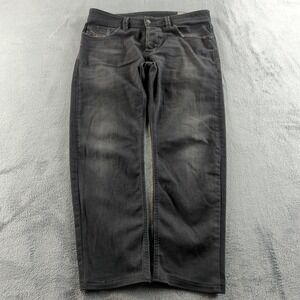 Diesel Larkee Jeans Mens 34 (Fits 34x27) Black Faded Straight Stretch Denim